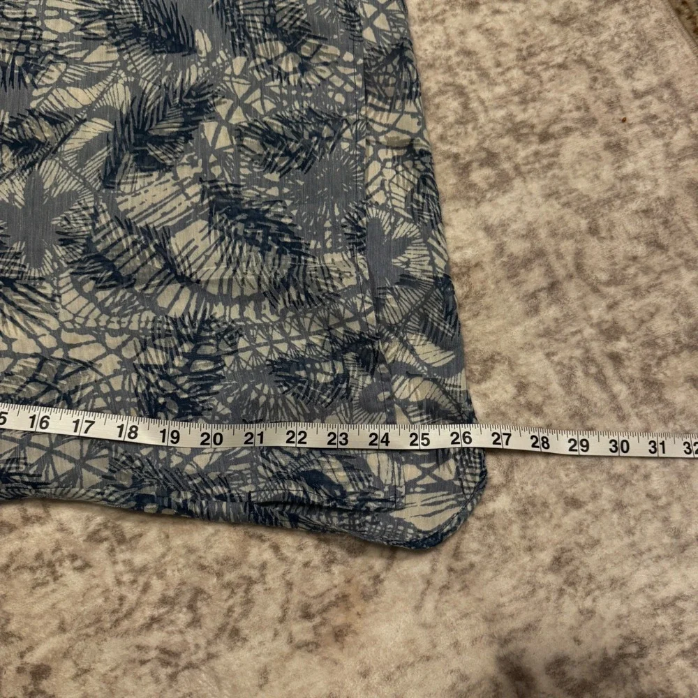 Tory Burch Blue White Abstract Botanical Print Long Sleeve Tunic Top Size 0
